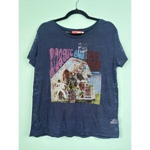 The Who Magic Bus‎ Tour Womens Large Blue Burnout Semi-Sheer Fitted TShirt NEW